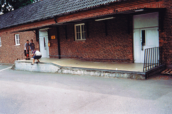 Spence (backside flip) and Yush (switch noseslide), Lund, 2001. Photos Charlie Graley.